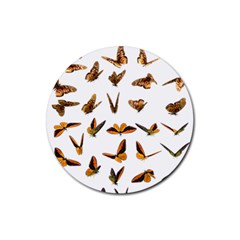 Butterflies Insect Swarm Rubber Coaster (round)  by HermanTelo