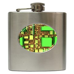 Blocks Cubes Green Hip Flask (6 Oz)