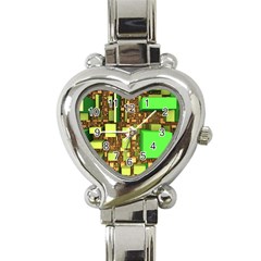 Blocks Cubes Green Heart Italian Charm Watch by HermanTelo