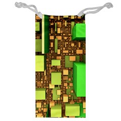 Blocks Cubes Green Jewelry Bag