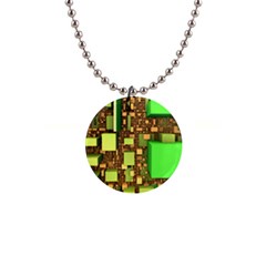 Blocks Cubes Green 1  Button Necklace