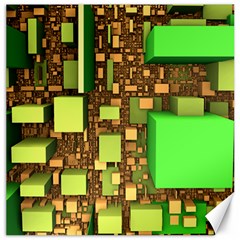 Blocks Cubes Green Canvas 20  X 20 