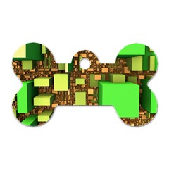 Blocks Cubes Green Dog Tag Bone (one Side)