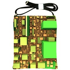 Blocks Cubes Green Shoulder Sling Bag by HermanTelo