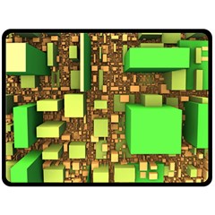 Blocks Cubes Green Fleece Blanket (large) 