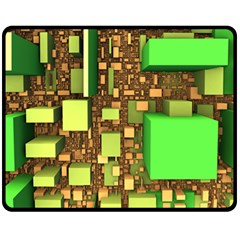 Blocks Cubes Green Fleece Blanket (medium) 