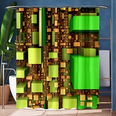 Blocks Cubes Green Shower Curtain 60  X 72  (medium) 