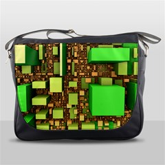 Blocks Cubes Green Messenger Bag