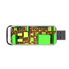 Blocks Cubes Green Portable Usb Flash (two Sides)