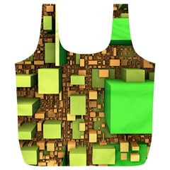 Blocks Cubes Green Full Print Recycle Bag (xl)