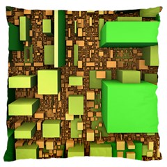 Blocks Cubes Green Standard Flano Cushion Case (one Side)