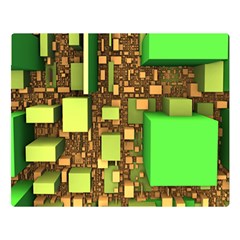 Blocks Cubes Green Double Sided Flano Blanket (large) 