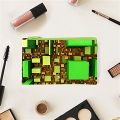 Blocks Cubes Green Cosmetic Bag (xs)