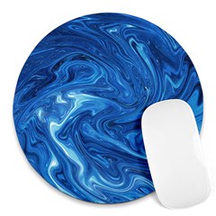 Blue Pattern Texture Art Round Mousepads by HermanTelo