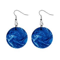 Blue Pattern Texture Art Mini Button Earrings