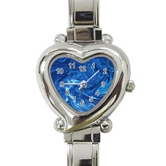 Blue Pattern Texture Art Heart Italian Charm Watch by HermanTelo