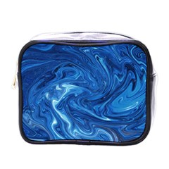 Blue Pattern Texture Art Mini Toiletries Bag (one Side)