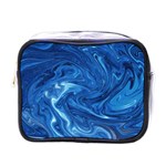 Blue Pattern Texture Art Mini Toiletries Bag (One Side) Front