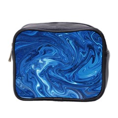 Blue Pattern Texture Art Mini Toiletries Bag (two Sides)