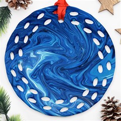 Blue Pattern Texture Art Ornament (round Filigree)