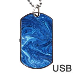 Blue Pattern Texture Art Dog Tag Usb Flash (one Side)