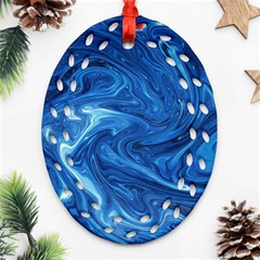 Blue Pattern Texture Art Oval Filigree Ornament (two Sides)