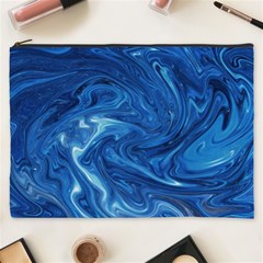 Blue Pattern Texture Art Cosmetic Bag (xxxl)