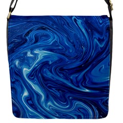 Blue Pattern Texture Art Flap Closure Messenger Bag (s)