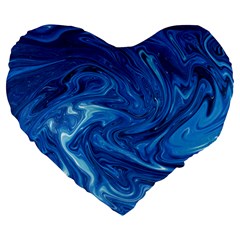 Blue Pattern Texture Art Large 19  Premium Flano Heart Shape Cushions by HermanTelo