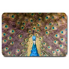 Bird Peacock Feather Large Doormat  by HermanTelo