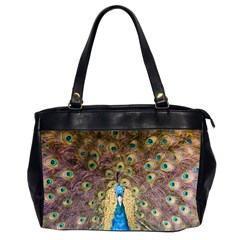 Bird Peacock Feather Oversize Office Handbag (2 Sides)