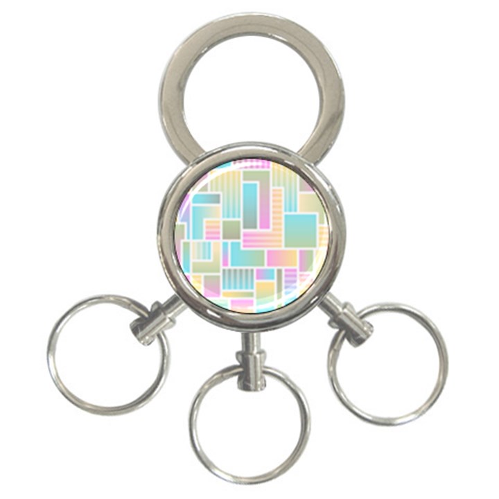 Color Blocks Abstract Background 3-Ring Key Chain