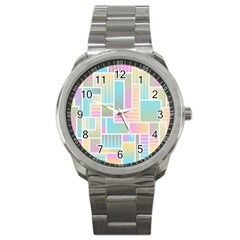 Color Blocks Abstract Background Sport Metal Watch by HermanTelo