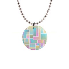 Color Blocks Abstract Background 1  Button Necklace by HermanTelo