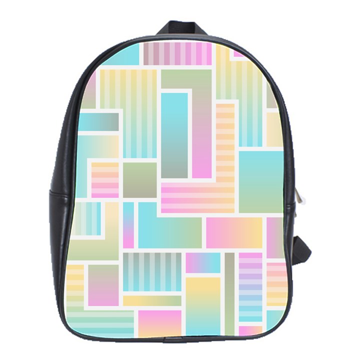 Color Blocks Abstract Background School Bag (Large)