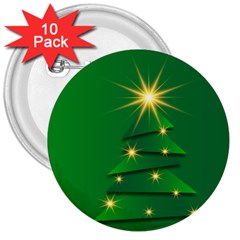 Christmas Tree Green 3  Buttons (10 Pack)  by HermanTelo