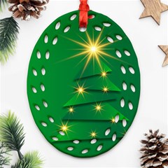 Christmas Tree Green Ornament (oval Filigree)