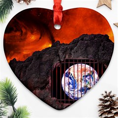 Earth Day Heart Ornament (two Sides) by HermanTelo