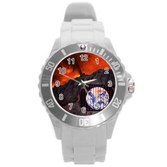 Earth Day Round Plastic Sport Watch (l) by HermanTelo