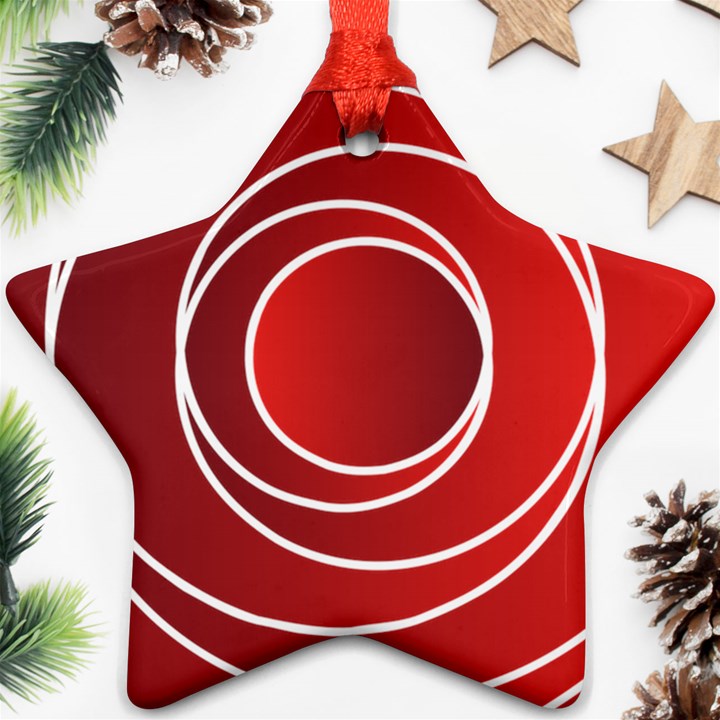 Circles Red Star Ornament (Two Sides)