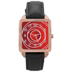 Circles Red Rose Gold Leather Watch 