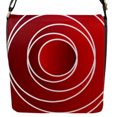 Circles Red Flap Closure Messenger Bag (s)