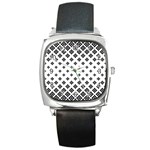 Concentric Plaid Square Metal Watch Front