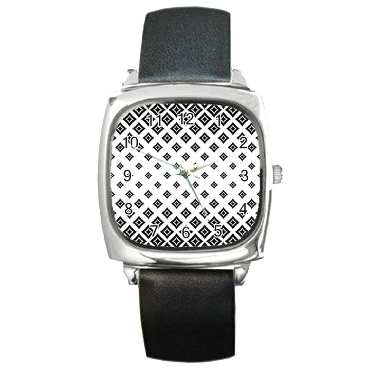 Concentric Plaid Square Metal Watch