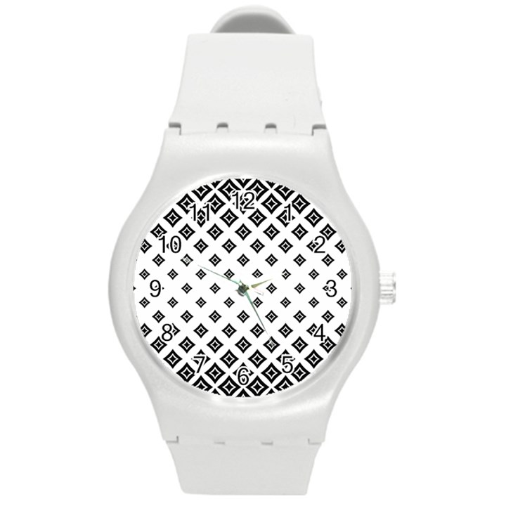 Concentric Plaid Round Plastic Sport Watch (M)