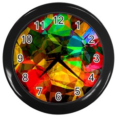 Color Abstract Polygon Wall Clock (black) by HermanTelo