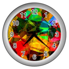 Color Abstract Polygon Wall Clock (silver) by HermanTelo