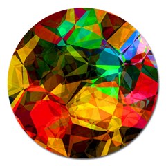 Color Abstract Polygon Magnet 5  (round)