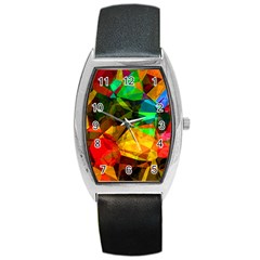 Color Abstract Polygon Barrel Style Metal Watch