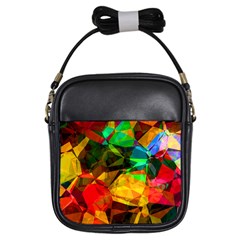 Color Abstract Polygon Girls Sling Bag by HermanTelo